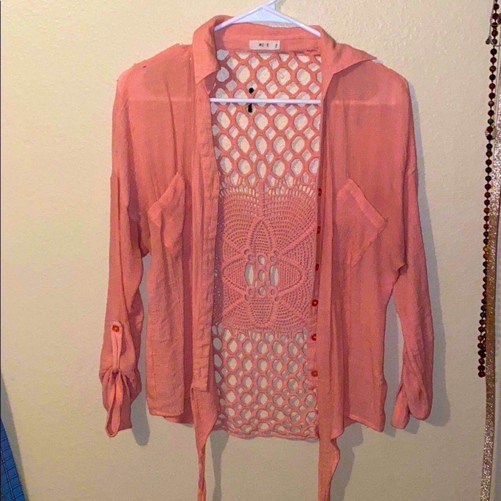 Lace Embroidered Button-Up - Picture 2 of 6